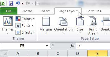 page layout in excel 2010